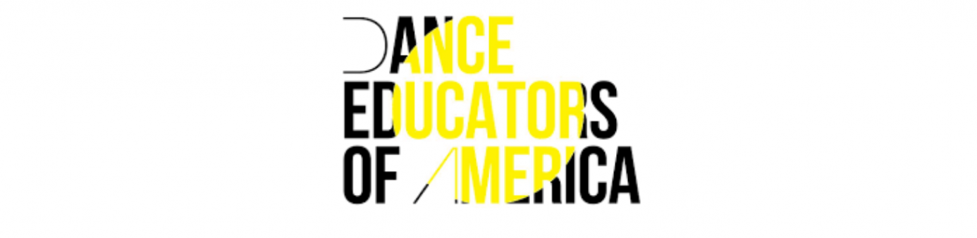 Yellow and Black Dance Educators of America logo 