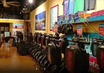 Segway store with a row of segways