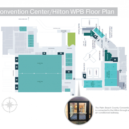 Convention Center and Hilton Hotel

Review meeting room set-up options here:  https://connect.socialtables.com/microsite/445