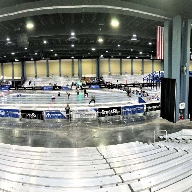 Exhibit Hall B set up for athletic competition